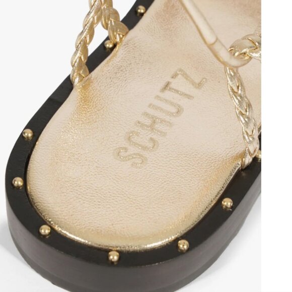 NEW Schutz Antonia Wrap Metallic Sandal in Gold Platina Size 7 (2025) - Picture 6 of 9